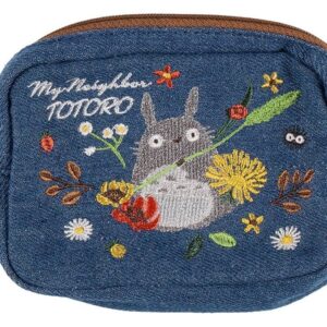 My Neighbor Totoro Denim Pouch Totoro & flower wreath