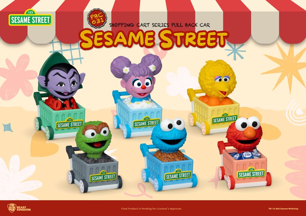 Sesame Street Pull Back Cars Shopping Cart Blind Box (6) 5 cm